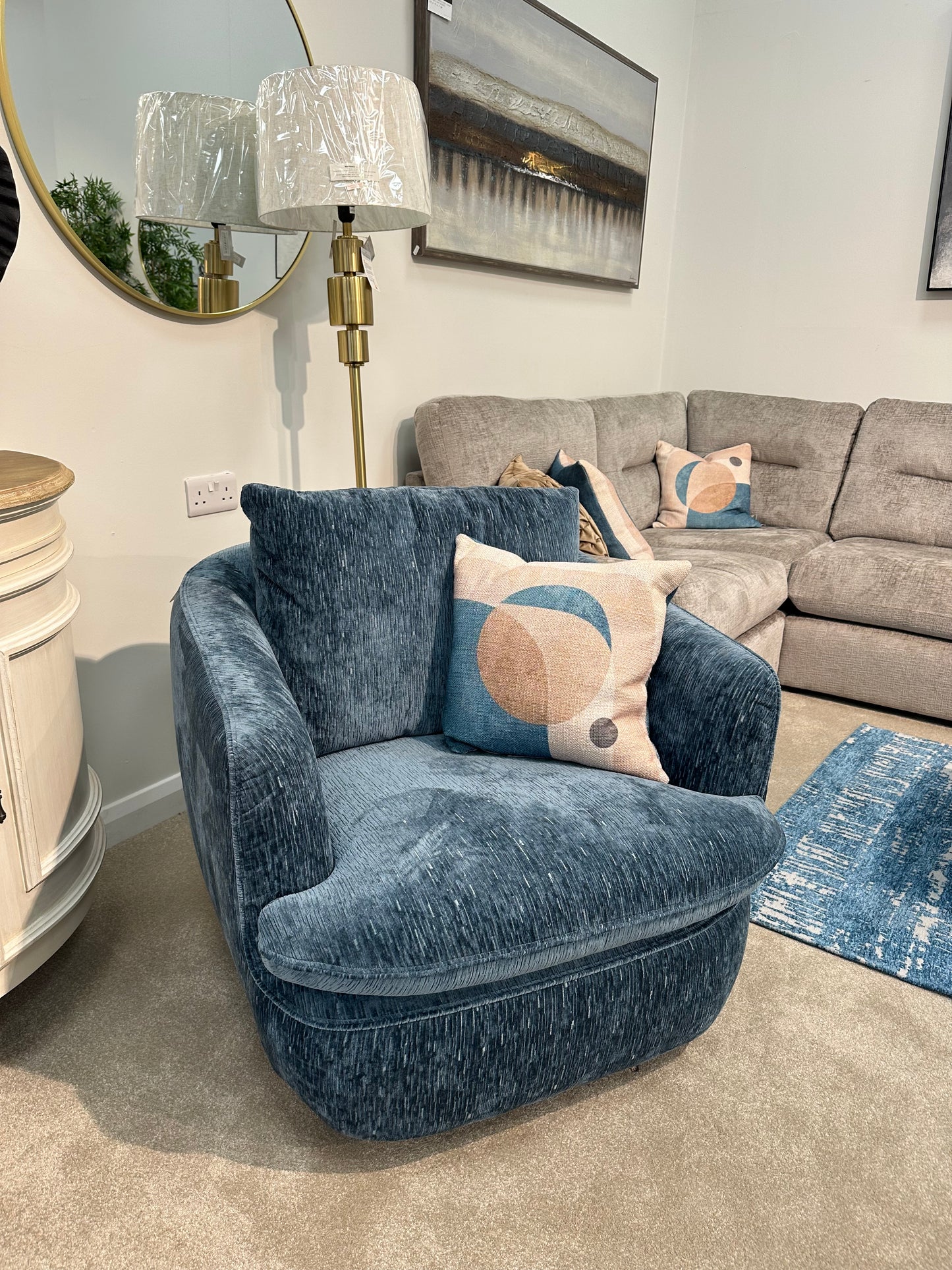 Baggio Navy Swivel Snuggle chair