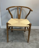 Wishbone rattan seat dining chair