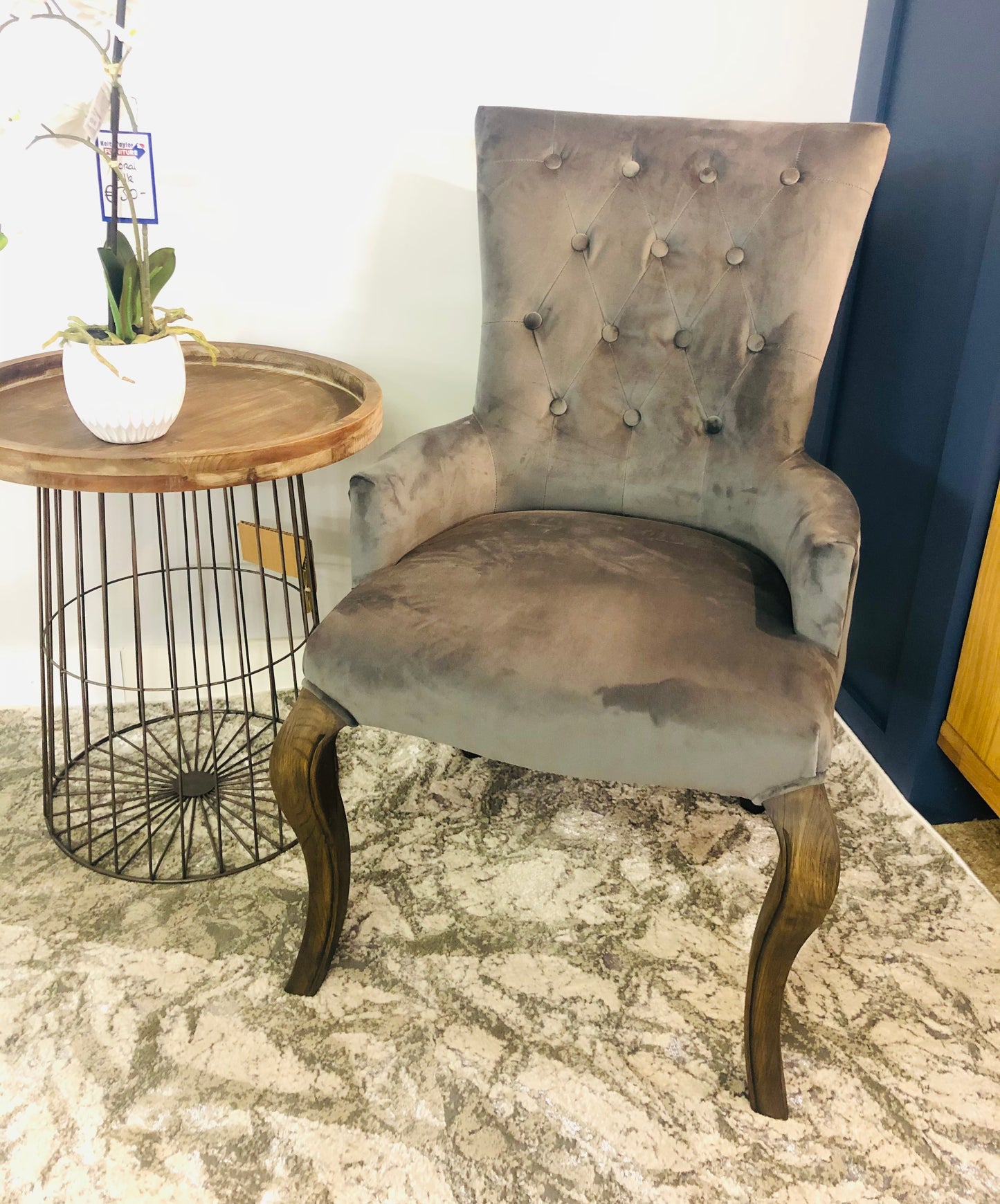 Nicky Grey Velvet Chair