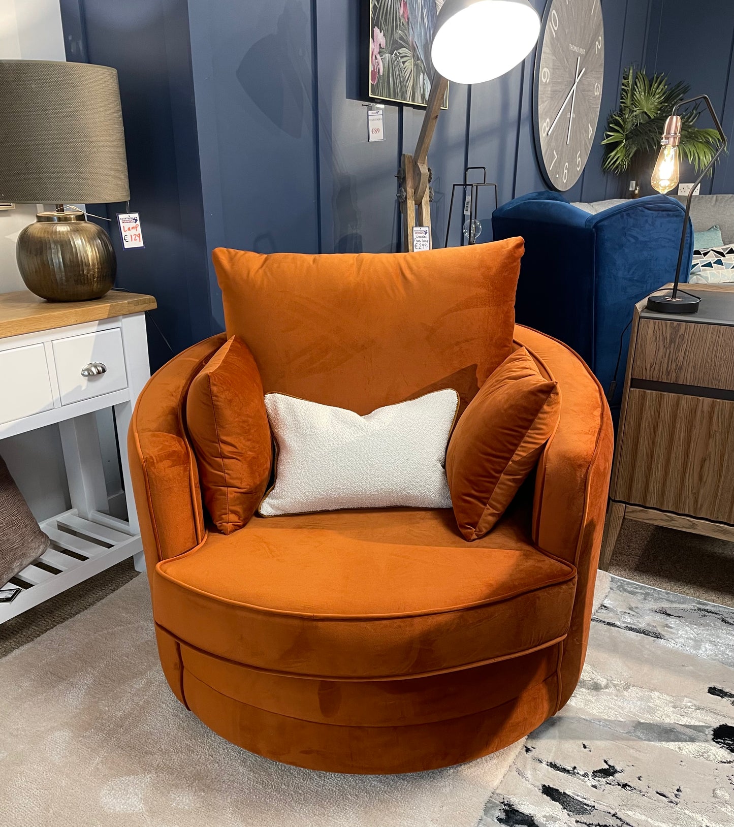 Willow Burnt Orange Swivel Snuggle chair