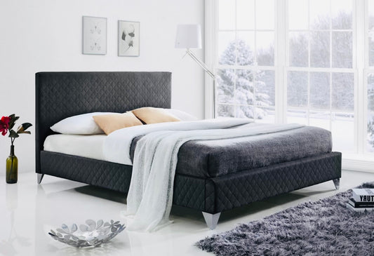 Brooklyn Dark Grey Fabric bed