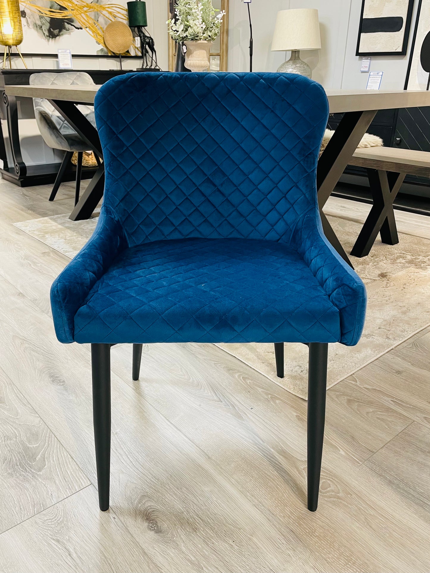 Cuban Navy Quilted Dining Chair