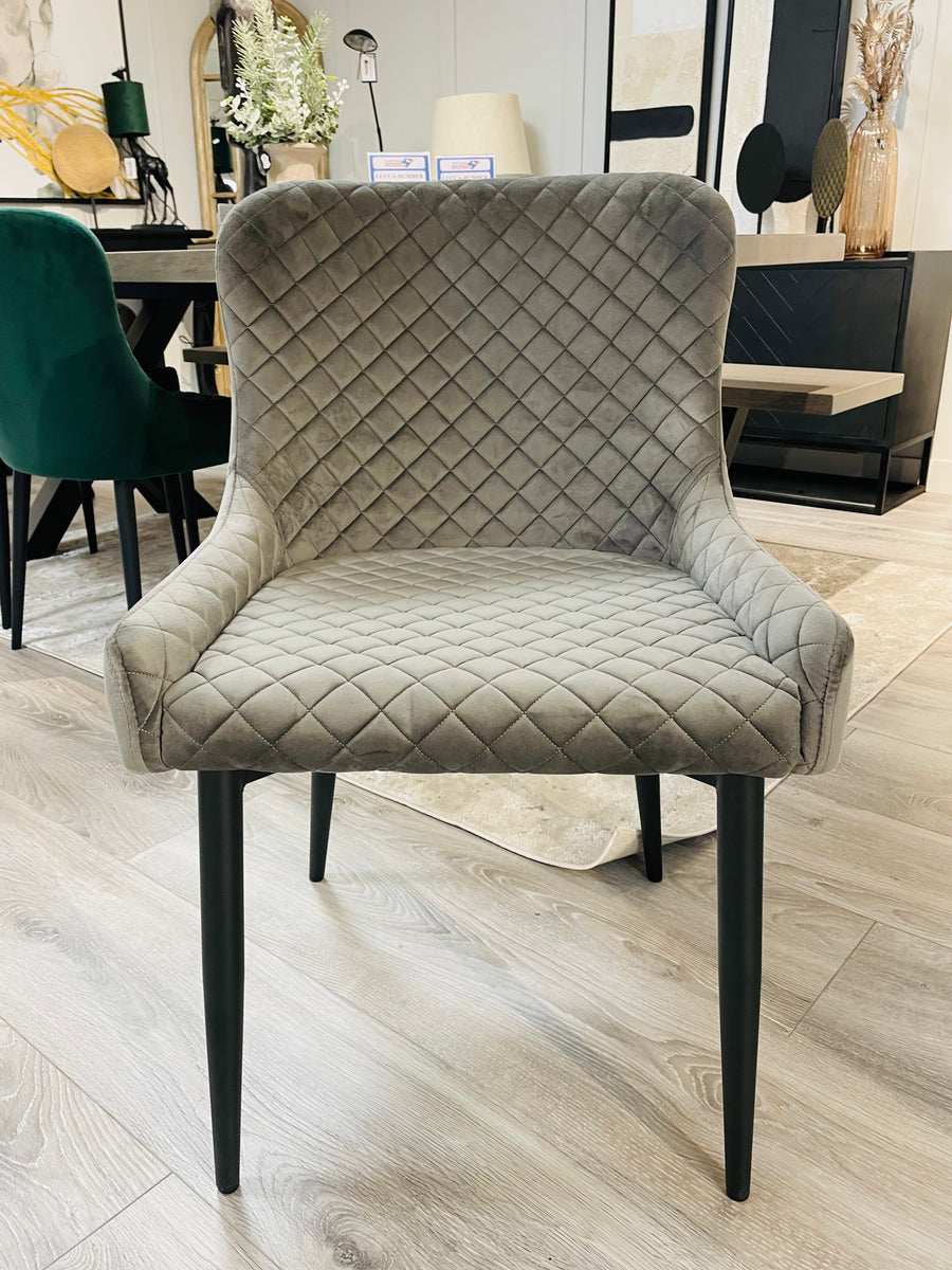 Cuban Grey Quilted Dining Chair Keith Taylor Furniture