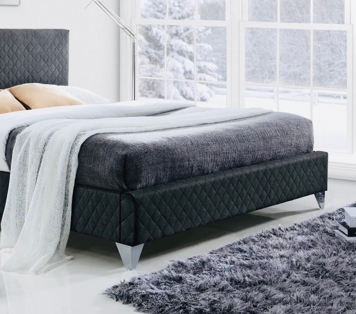Brooklyn Dark Grey Fabric bed