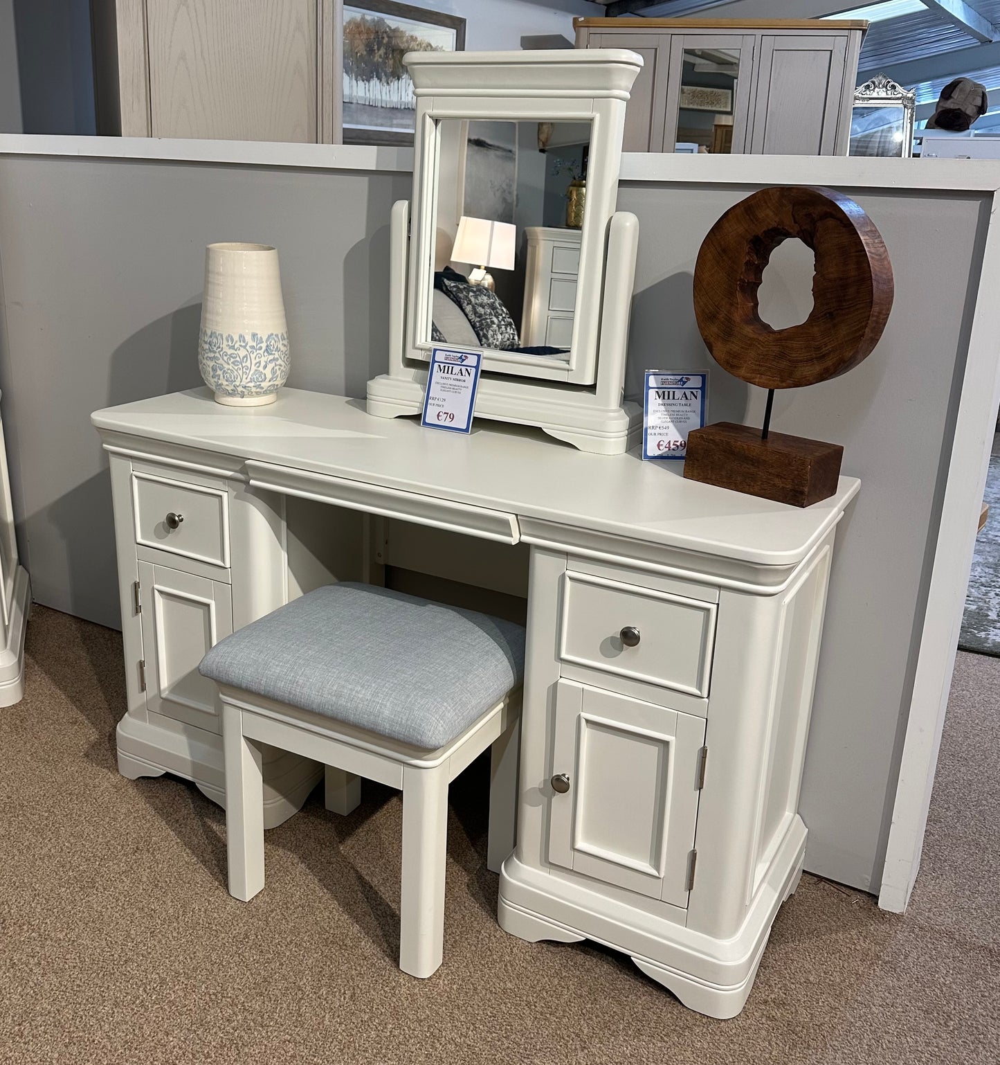 Milan Vanilla Double Dressing Table