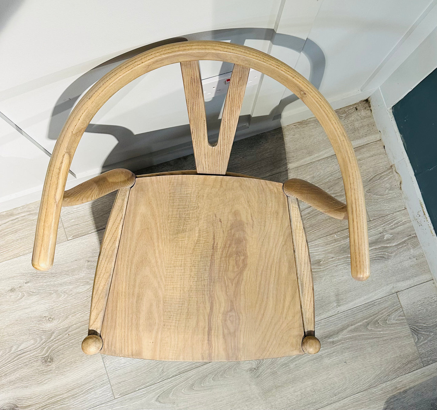 Wishbone solid seat dining chair