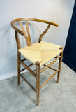 Wishbone rattan seat bar stool
