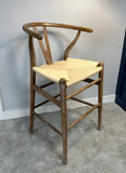Wishbone rattan seat bar stool