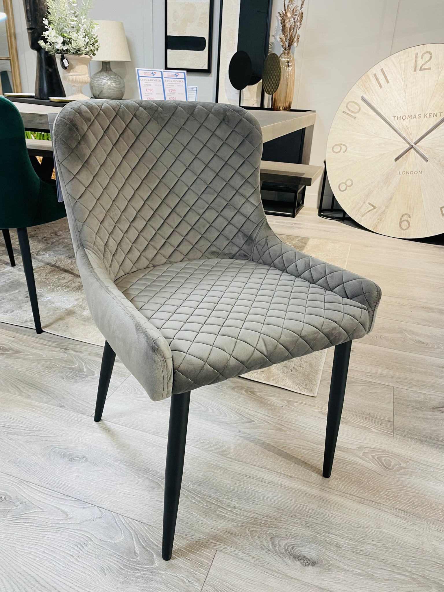 Grey quilted deals chair