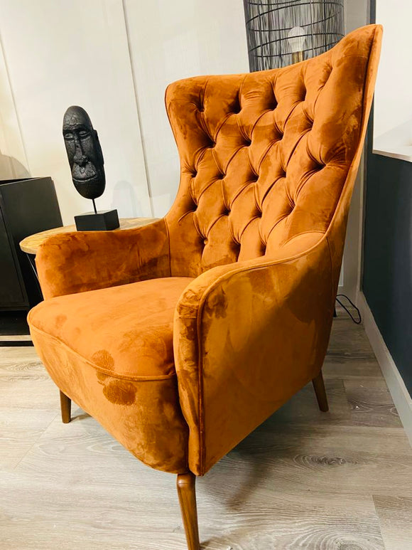 Suzy Burnt Orange Buttoned Back Chair