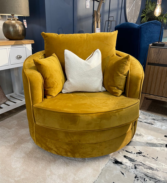 Willow Mustard Swivel Snuggle chair