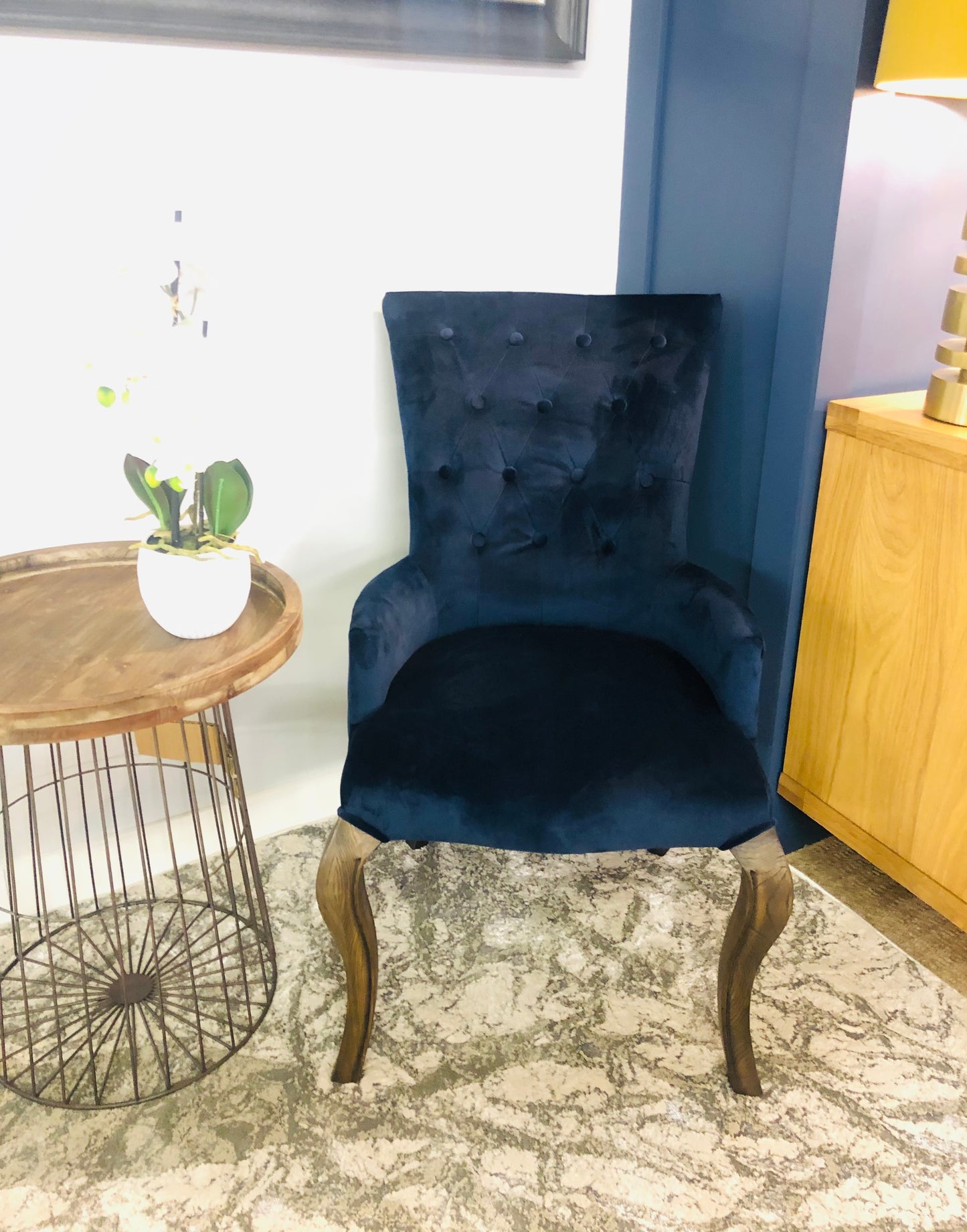 Nicky Navy Velvet Chair