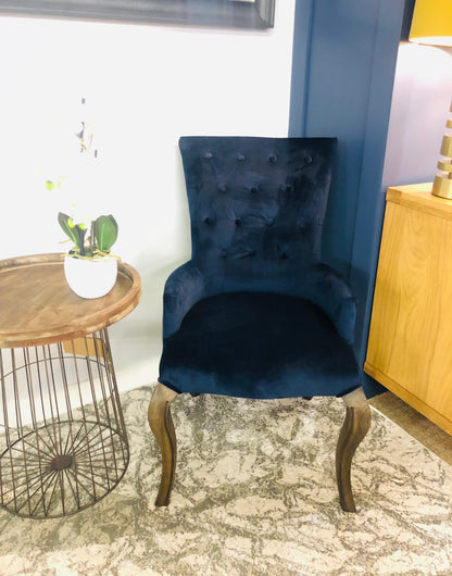 Nicky Navy Velvet Chair