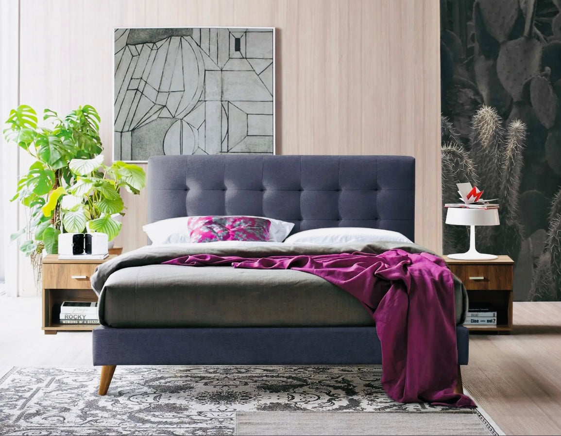 Novara Dark Grey Fabric bed