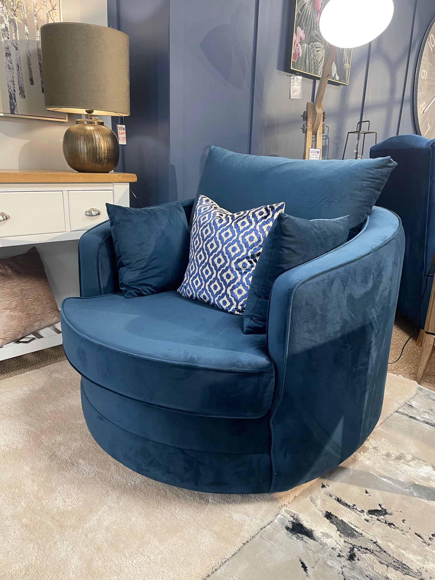 Willow Navy Swivel Snuggle chair