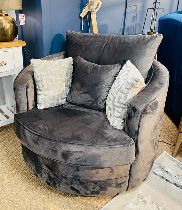 Grey velvet online snuggle chair