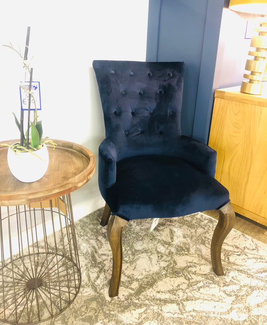 Nicky Navy Velvet Chair