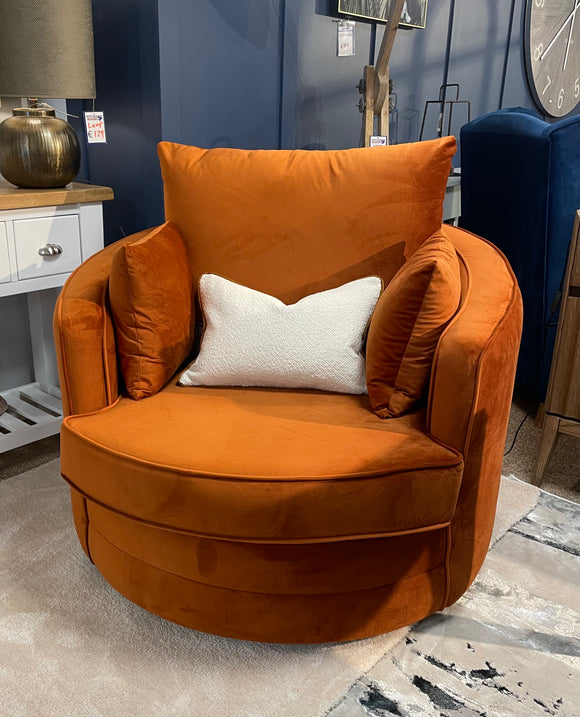 Willow Burnt Orange Swivel Snuggle chair Keith Taylor Furniture