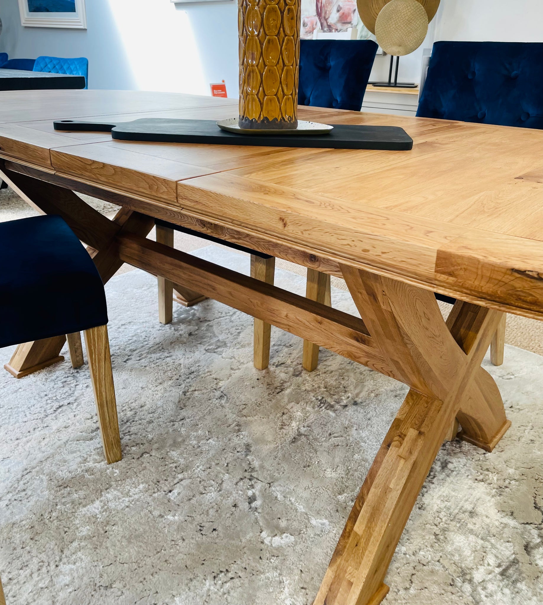 Trestle table deals oak