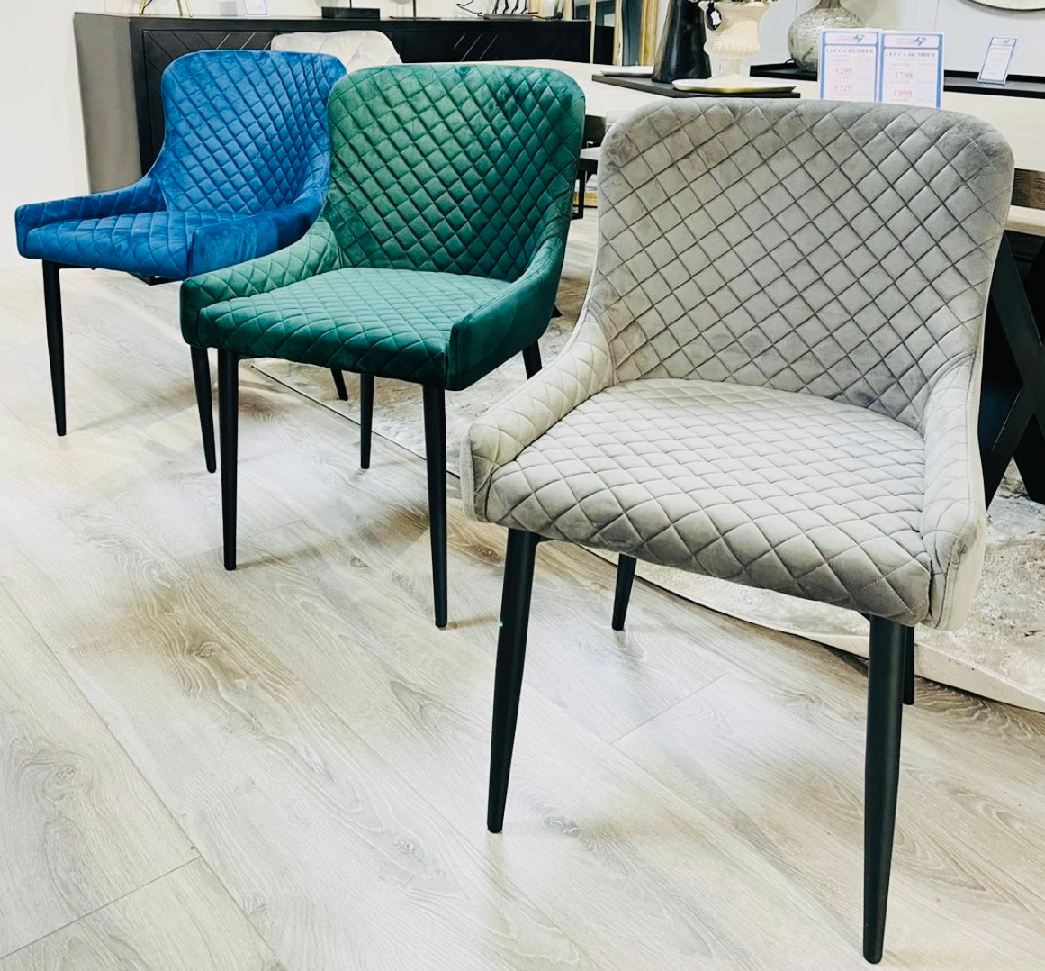 Cuban Grey Quilted Dining Chair