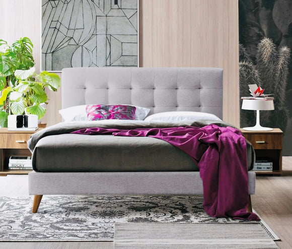 Novara Grey Fabric King bed